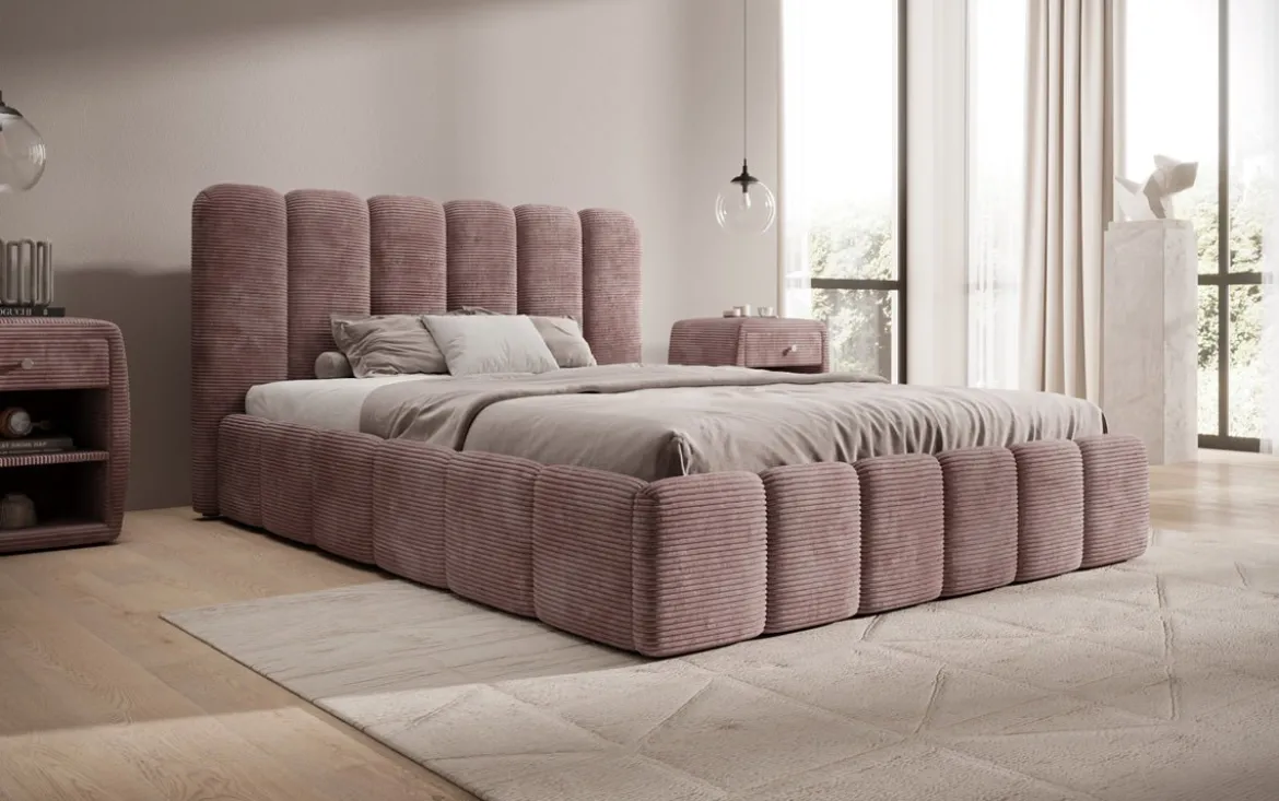 Designer Polsterbett Velaro in Cord mit Stauraum