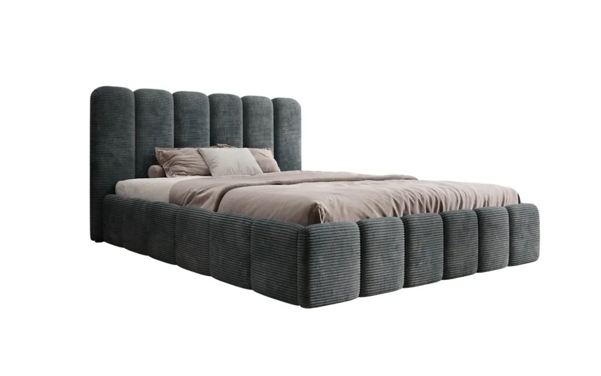 Designer Polsterbett Velaro in Cord mit Stauraum