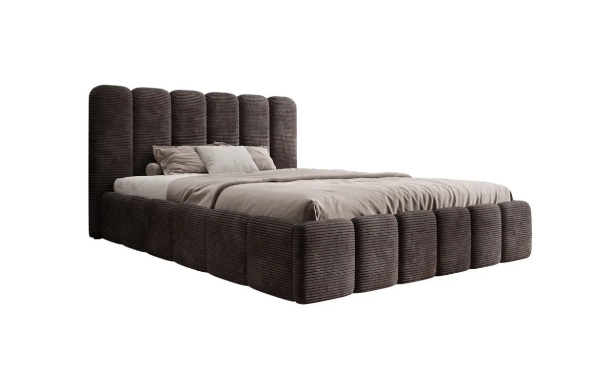 Designer Polsterbett Velaro in Cord mit Stauraum
