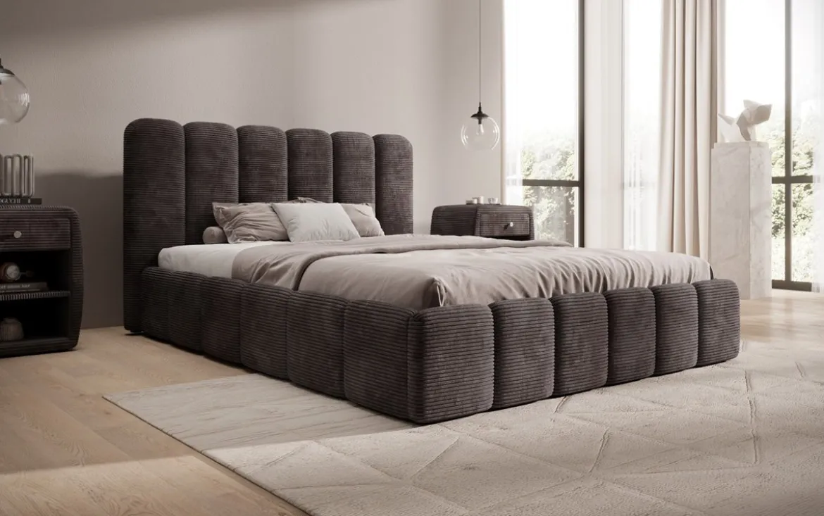 Designer Polsterbett Velaro in Cord mit Stauraum