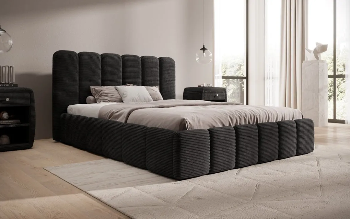 Designer Polsterbett Velaro in Cord mit Stauraum