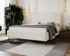 Designer Polsterbett Veleria in Samt ohne Stauraum