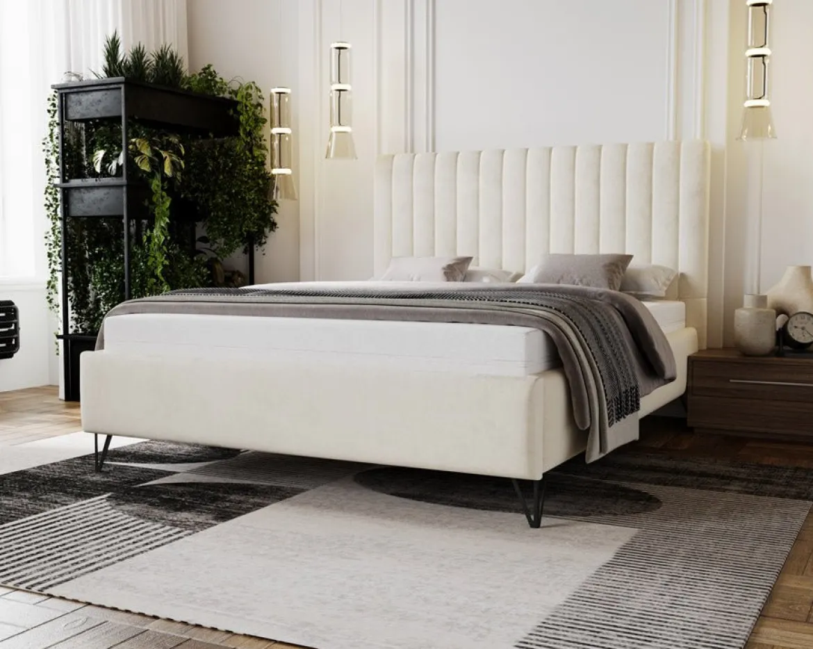 Designer Polsterbett Veleria in Samt ohne Stauraum