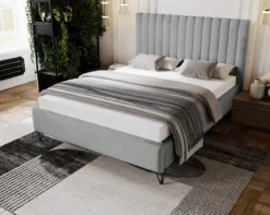 Designer Polsterbett Veleria in Samt ohne Stauraum