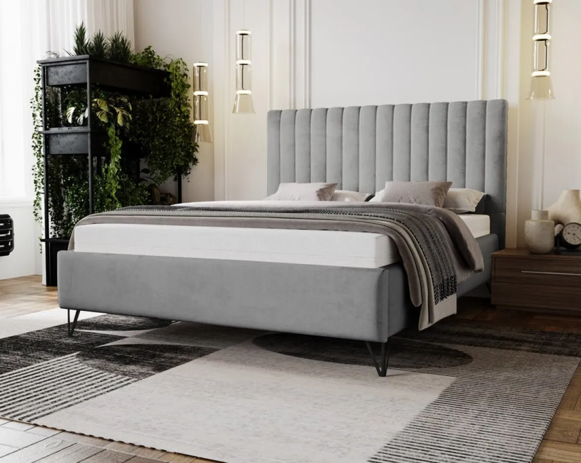 Designer Polsterbett Veleria in Samt ohne Stauraum