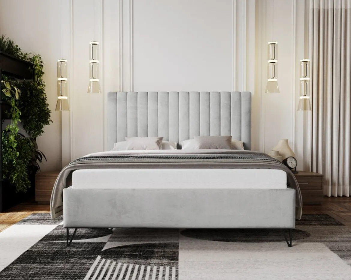 Designer Polsterbett Veleria in Samt ohne Stauraum