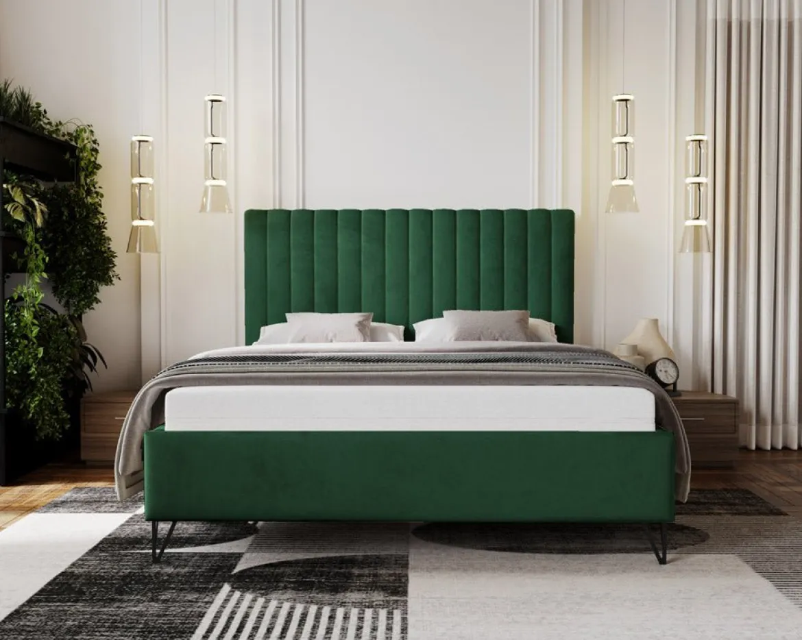 Designer Polsterbett Veleria in Samt ohne Stauraum