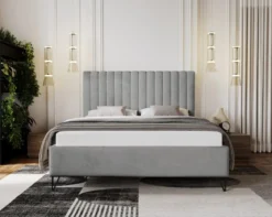 Designer Polsterbett Veleria in Samt ohne Stauraum