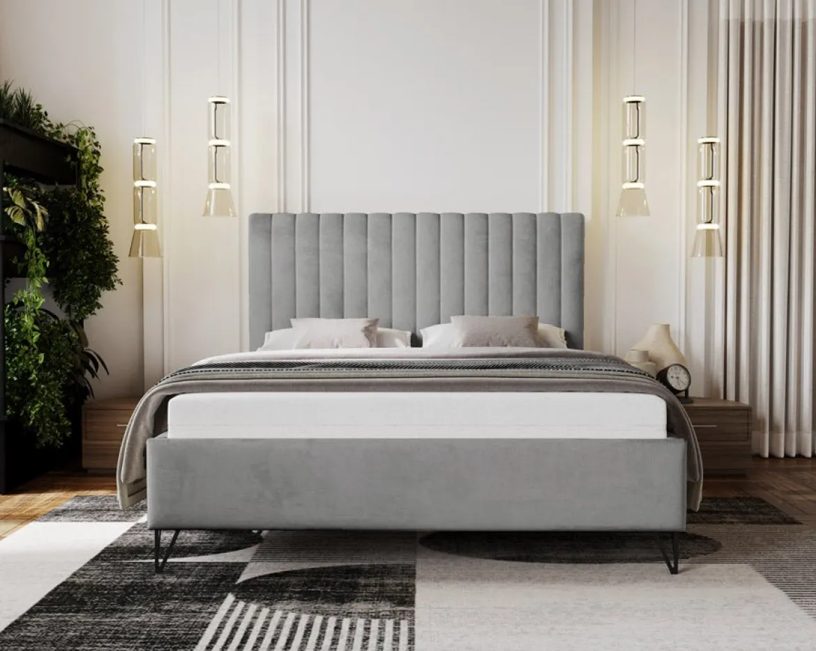 Designer Polsterbett Veleria in Samt ohne Stauraum