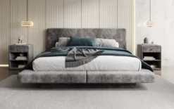 Designer Polsterbett Yumi in Samt