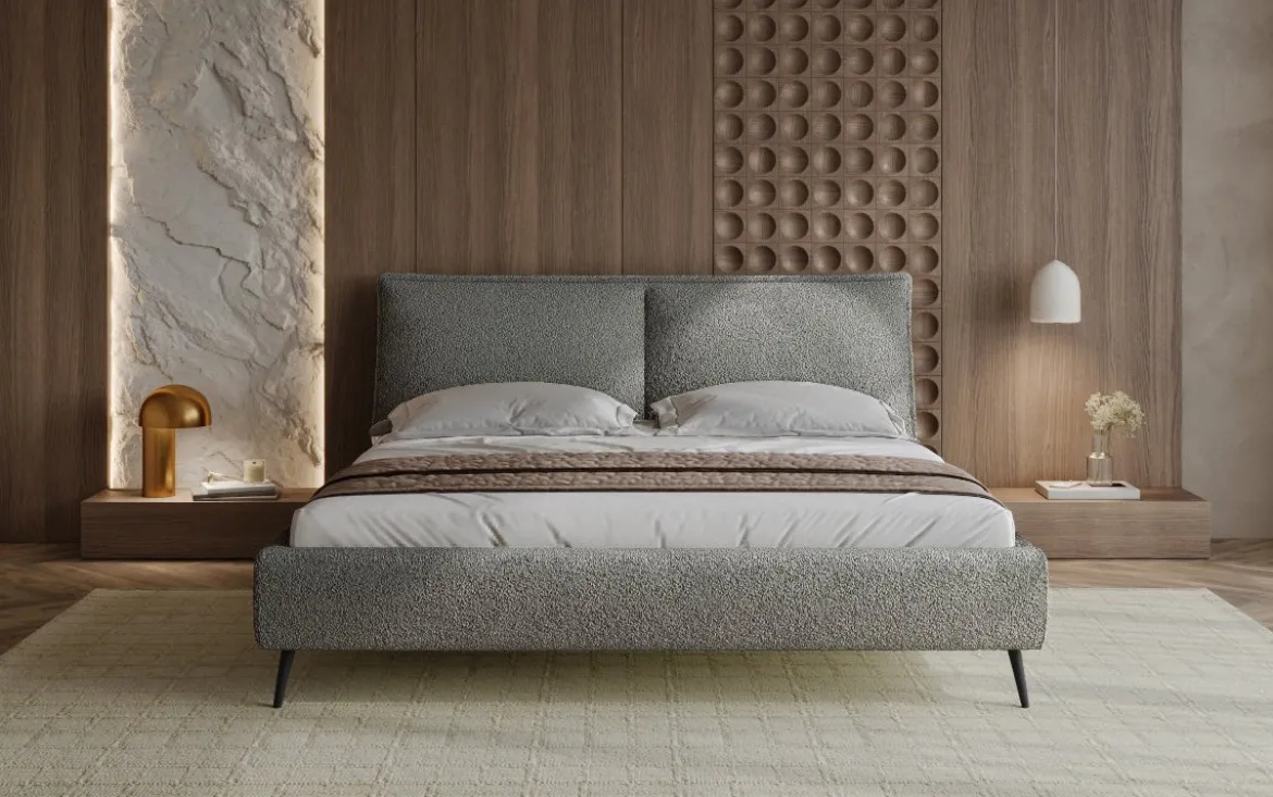 Designer Polsterbett Zoe Bouclé mit Stauraum