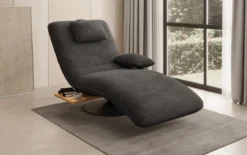Designer Relax-Liege Velor Cord mit Drehfunktion und Beistelltisch
