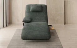 Designer Relax-Liege Velor Cord mit Drehfunktion und Beistelltisch