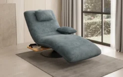 Designer Relax-Liege Velor Cord mit Drehfunktion und Beistelltisch