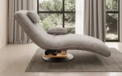 Designer Relax-Liege Velor Cord mit Drehfunktion und Beistelltisch
