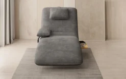 Designer Relax-Liege Velor Cord mit Drehfunktion und Beistelltisch