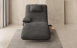 Designer Relax-Liege Velor Cord mit Drehfunktion und Beistelltisch