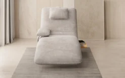 Designer Relax-Liege Velor Cord mit Drehfunktion und Beistelltisch