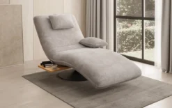 Designer Relax-Liege Velor Cord mit Drehfunktion und Beistelltisch