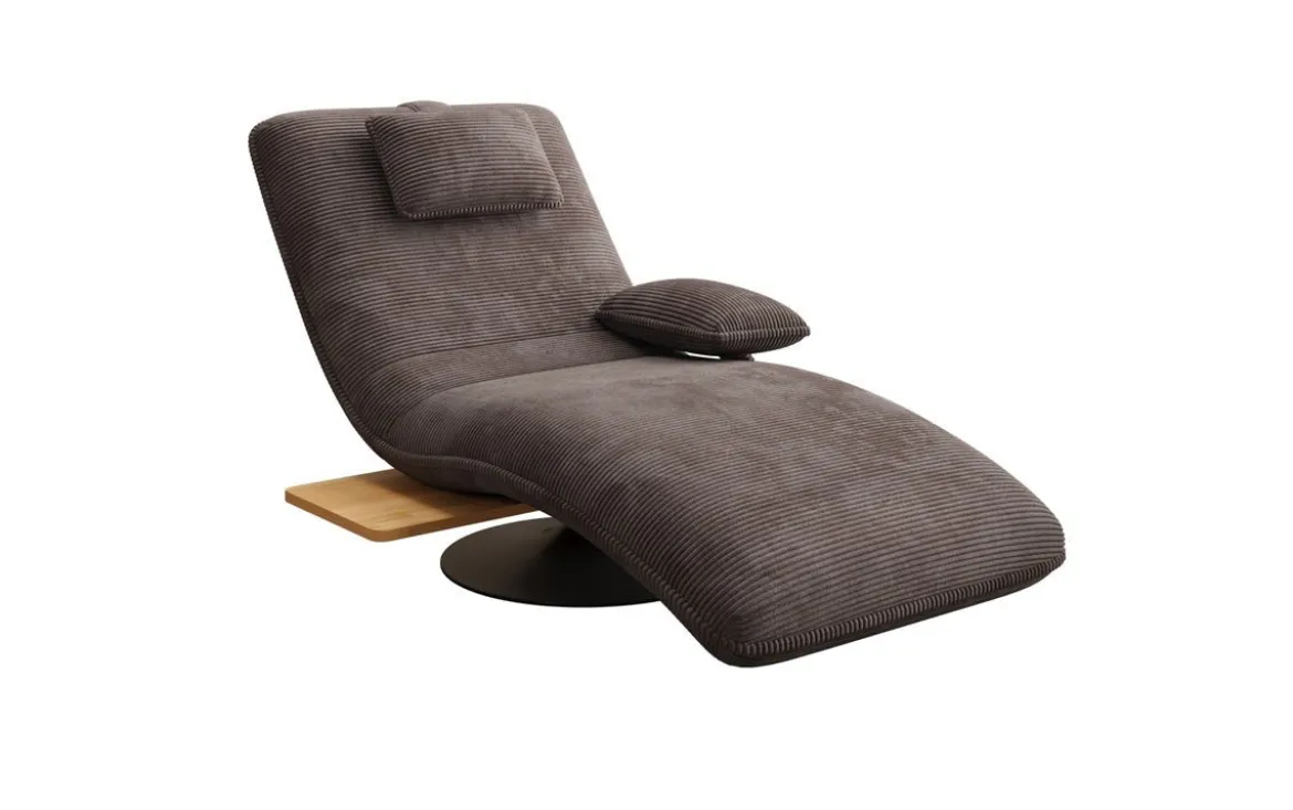 Designer Relax-Liege Velor Cord mit Drehfunktion und Beistelltisch
