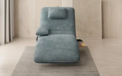 Designer Relax-Liege Velor Cord mit Drehfunktion und Beistelltisch