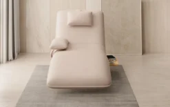 Designer Relax-Liege Velor Echtleder mit Drehfunktion und Beistelltisch