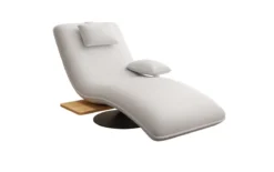 Designer Relax-Liege Velor Echtleder mit Drehfunktion und Beistelltisch