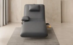 Designer Relax-Liege Velor Echtleder mit Drehfunktion und Beistelltisch