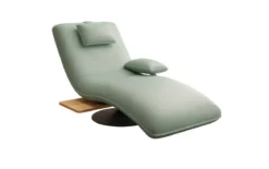 Designer Relax-Liege Velor Echtleder mit Drehfunktion und Beistelltisch