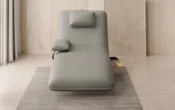 Designer Relax-Liege Velor Echtleder mit Drehfunktion und Beistelltisch