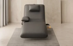 Designer Relax-Liege Velor Echtleder mit Drehfunktion und Beistelltisch