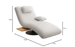 Designer Relax-Liege Velor Echtleder mit Drehfunktion und Beistelltisch