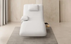 Designer Relax-Liege Velor Echtleder mit Drehfunktion und Beistelltisch