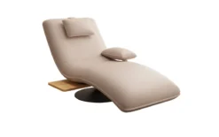 Designer Relax-Liege Velor Echtleder mit Drehfunktion und Beistelltisch
