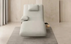 Designer Relax-Liege Velor Echtleder mit Drehfunktion und Beistelltisch