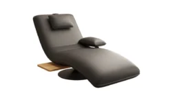 Designer Relax-Liege Velor Echtleder mit Drehfunktion und Beistelltisch
