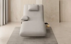 Designer Relax-Liege Velor Echtleder mit Drehfunktion und Beistelltisch