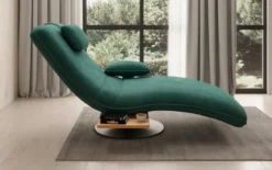 Designer Relax-Liege Velor Samt mit Drehfunktion und Beistelltisch