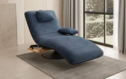 Designer Relax-Liege Velor Samt mit Drehfunktion und Beistelltisch