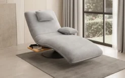 Designer Relax-Liege Velor Samt mit Drehfunktion und Beistelltisch