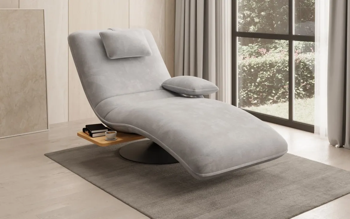 Designer Relax-Liege Velor Samt mit Drehfunktion und Beistelltisch