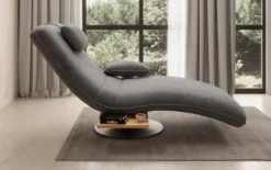Designer Relax-Liege Velor Samt mit Drehfunktion und Beistelltisch