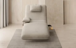 Designer Relax-Liege Velor Samt mit Drehfunktion und Beistelltisch
