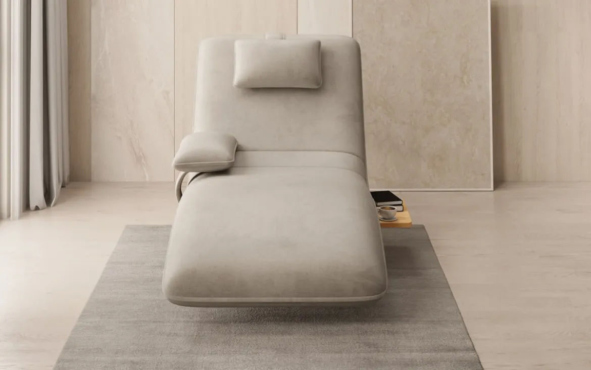 Designer Relax-Liege Velor Samt mit Drehfunktion und Beistelltisch