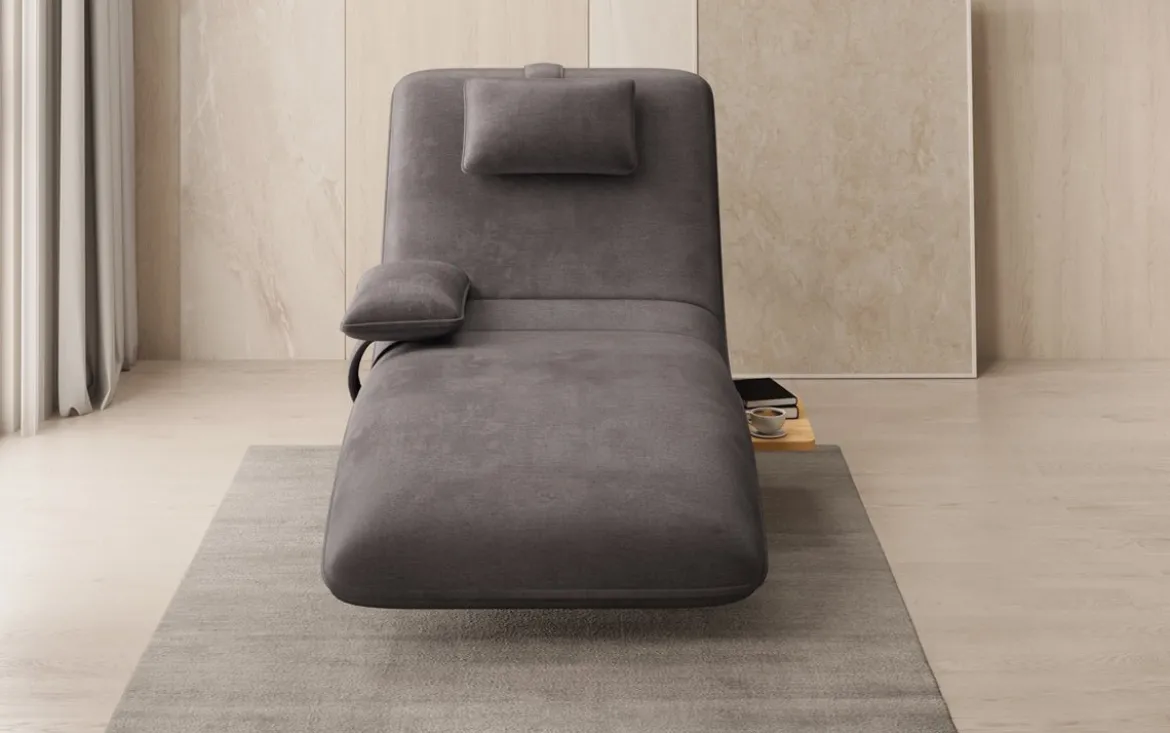 Designer Relax-Liege Velor Samt mit Drehfunktion und Beistelltisch
