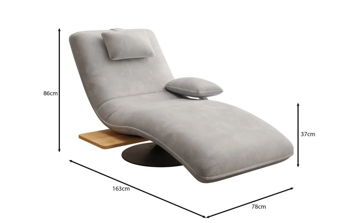 Designer Relax-Liege Velor Samt mit Drehfunktion und Beistelltisch