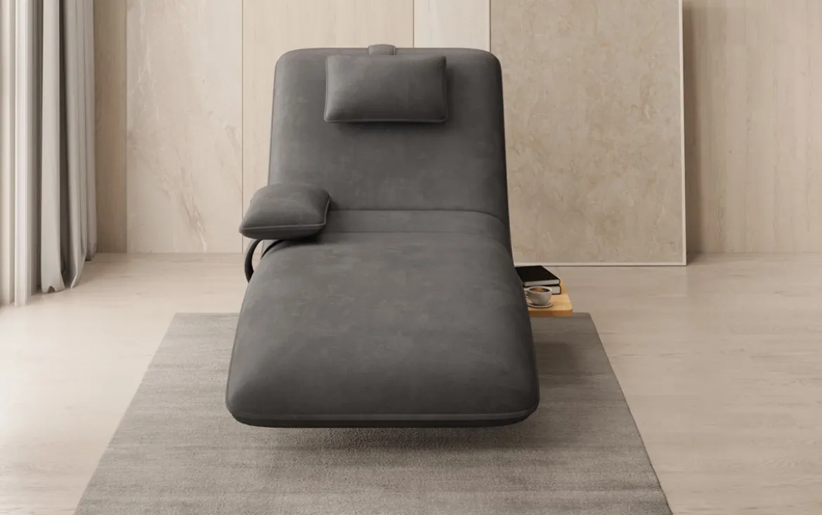 Designer Relax-Liege Velor Samt mit Drehfunktion und Beistelltisch