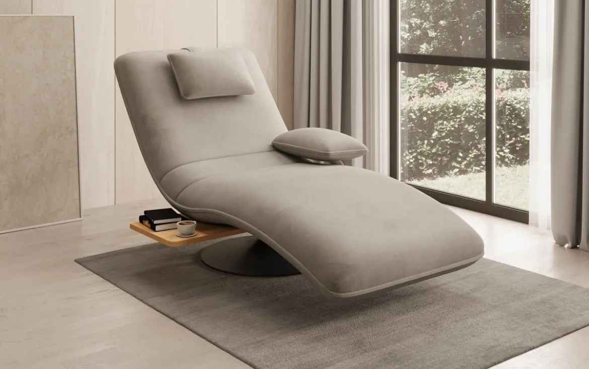 Designer Relax-Liege Velor Samt mit Drehfunktion und Beistelltisch