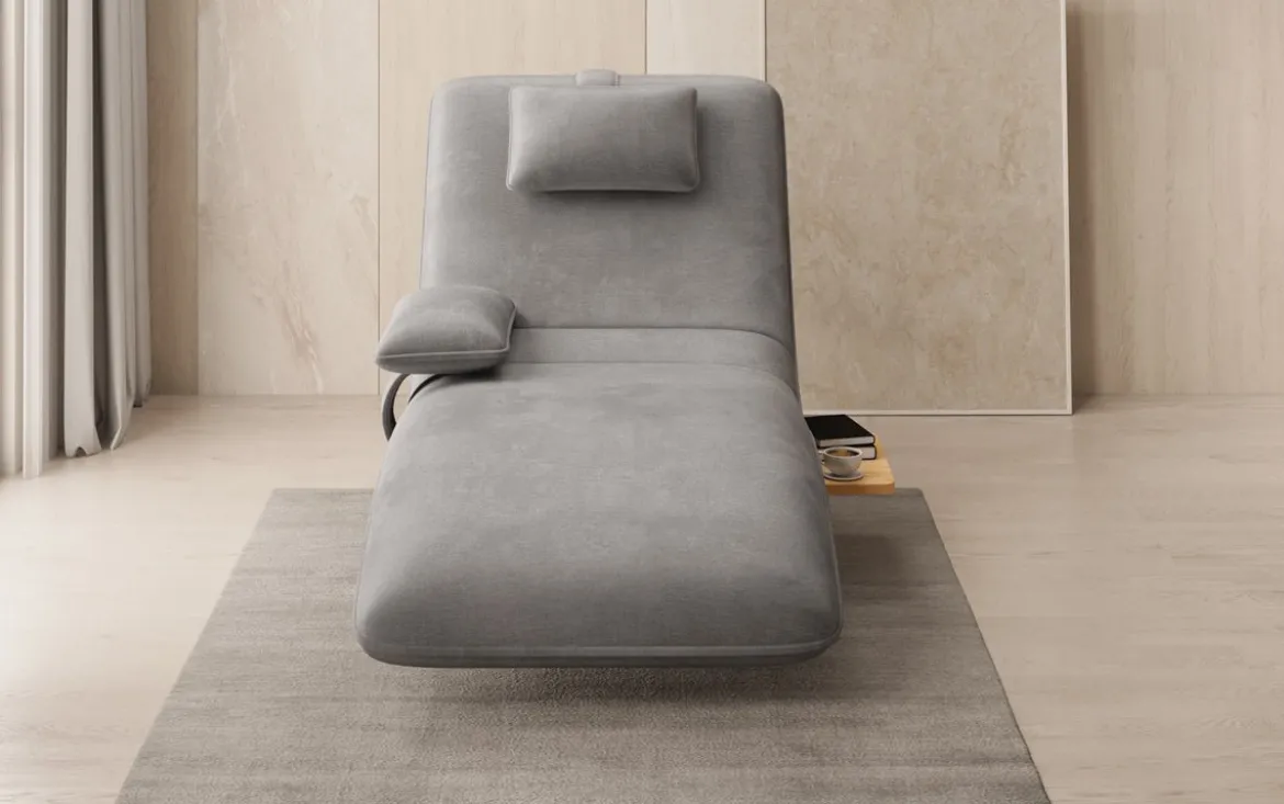 Designer Relax-Liege Velor Samt mit Drehfunktion und Beistelltisch