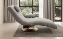 Designer Relax-Liege Velor Samt mit Drehfunktion und Beistelltisch